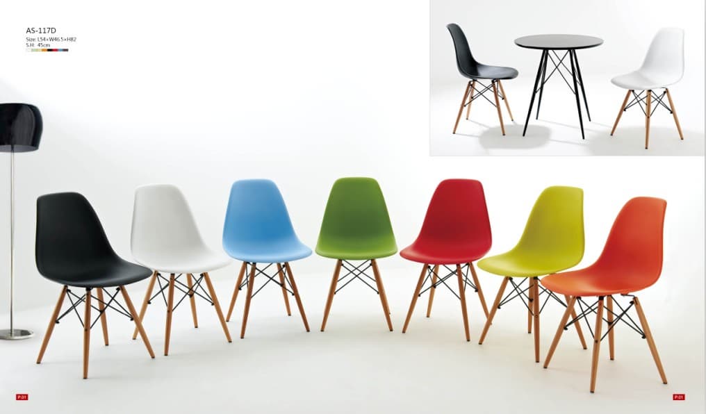 Eames chair_plastic dining chair with wood leg
